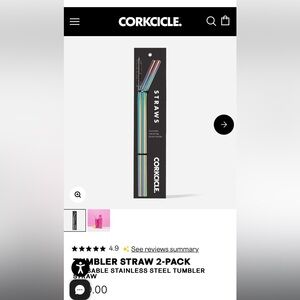 EUC Corkcicle TUMBLER STRAW 2-PACK
REUSABLE STAINLESS STEEL in Prism